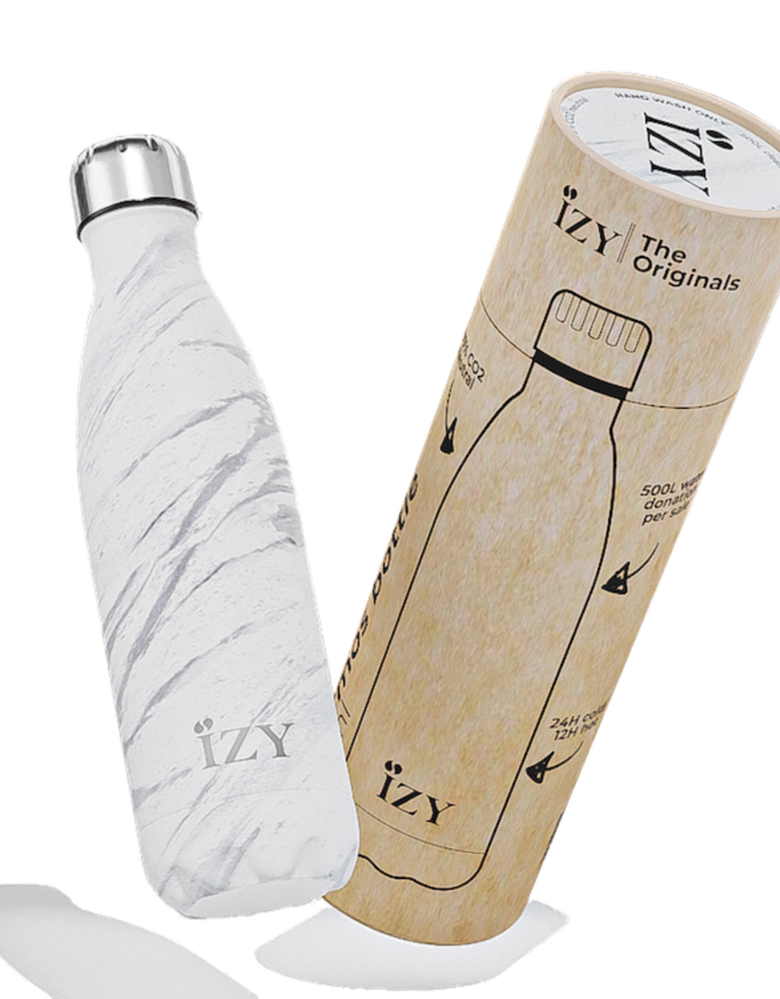 IZY Bottles Thermosfles 500ml Marmer wit - IZY Bottles
