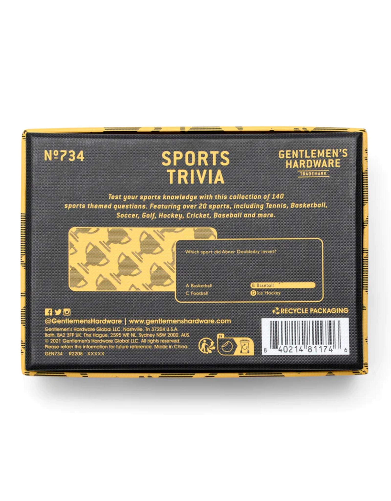 Gentlemens's Hardware Sports Trivia - Gentlemen's Hardware