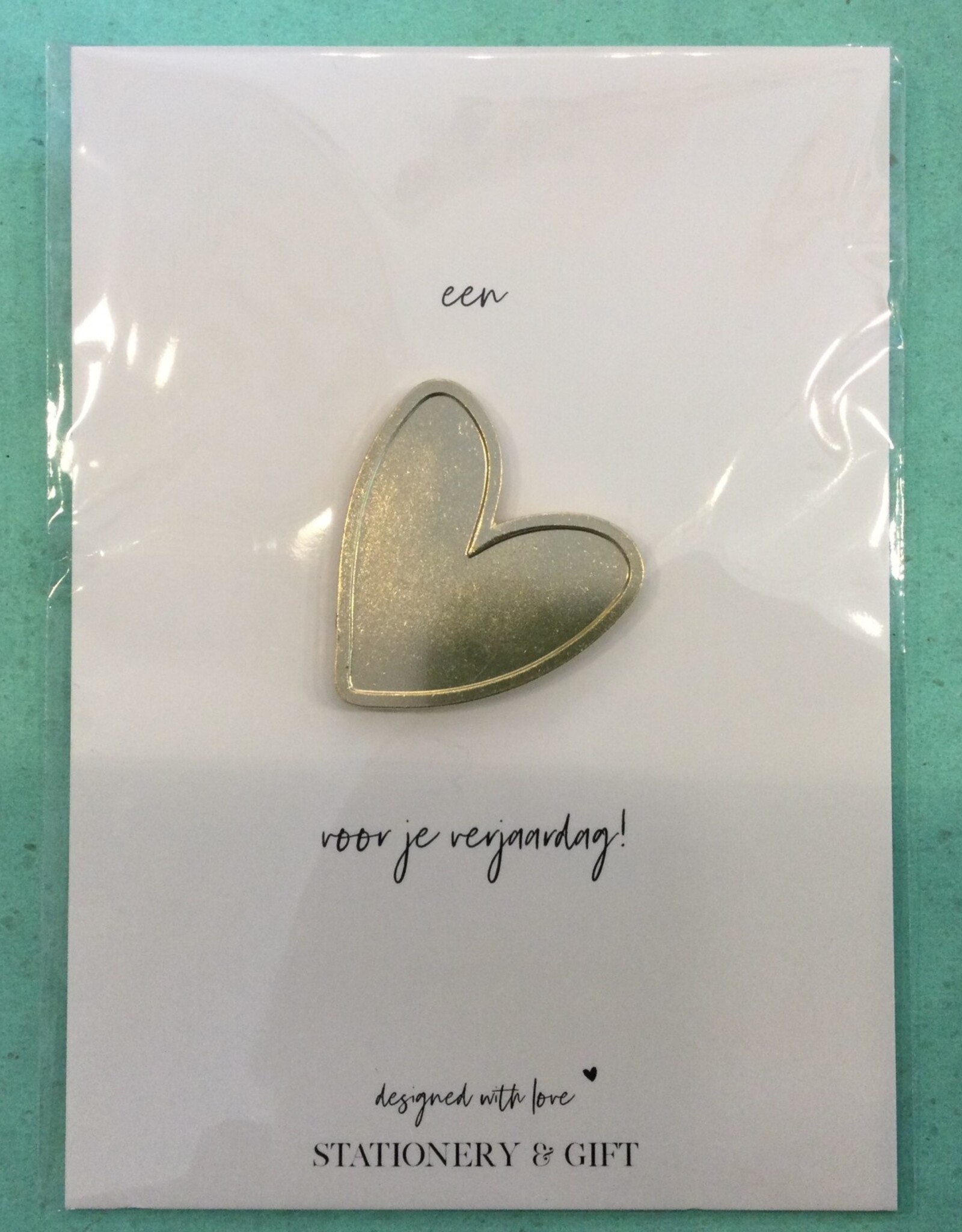 Pin "Een Hartje voor je verjaardag" goud (incl envelop)