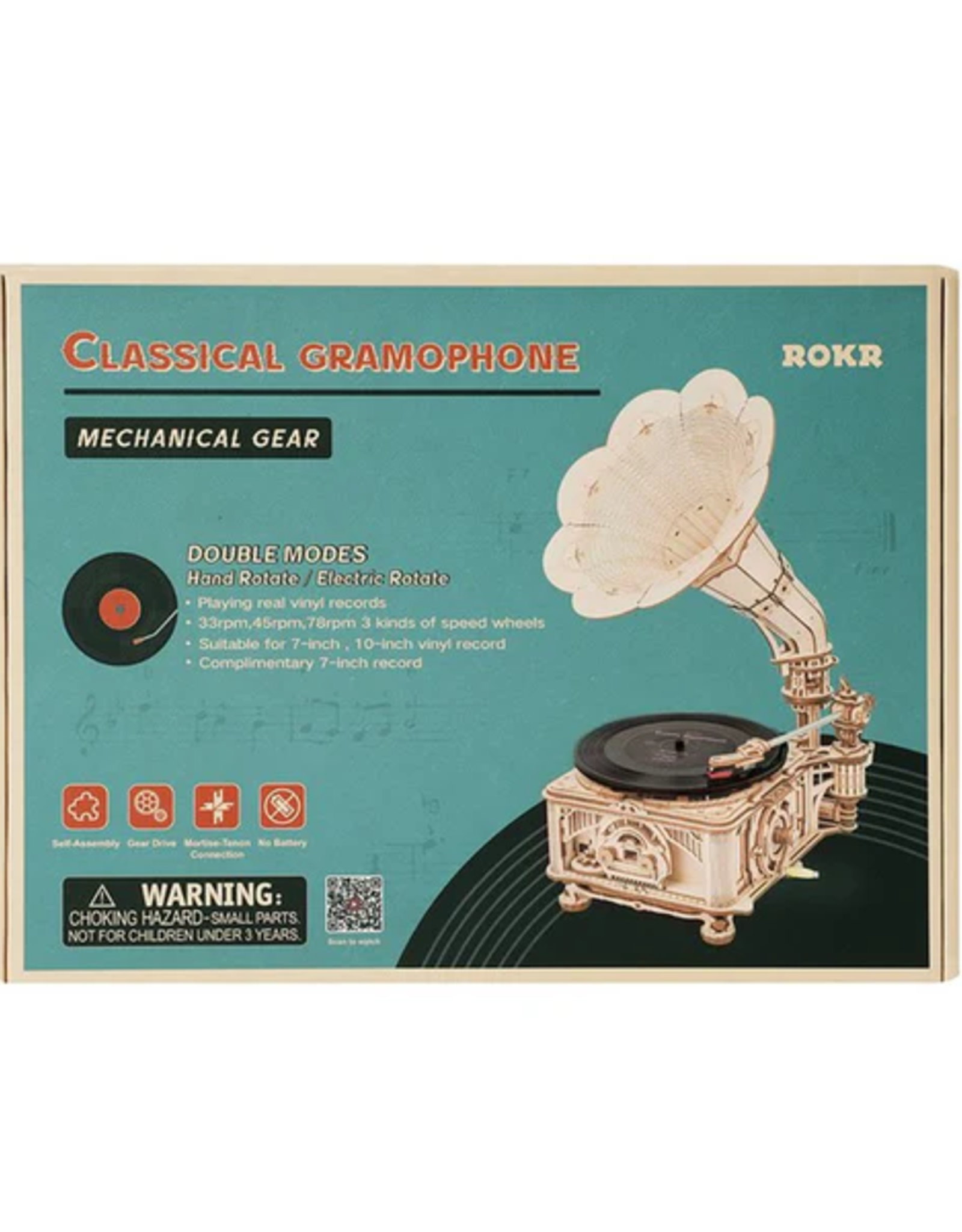 Robotime Classical Gramophone (elektrisch model) - Robotime