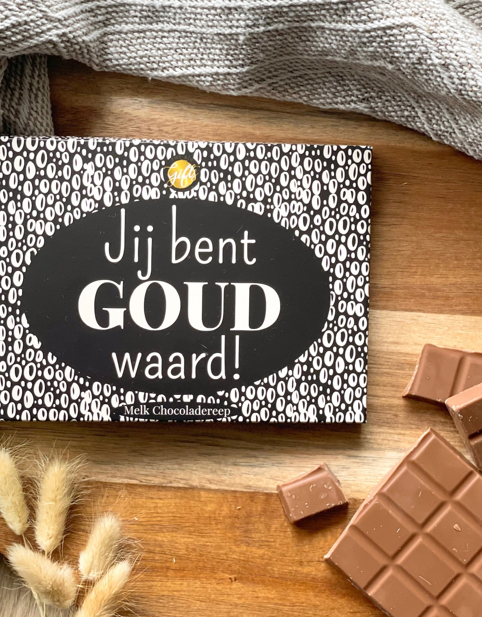 The Big Gifts Chocoladereep "Jij bent Goud Waard" - The Big Gifts
