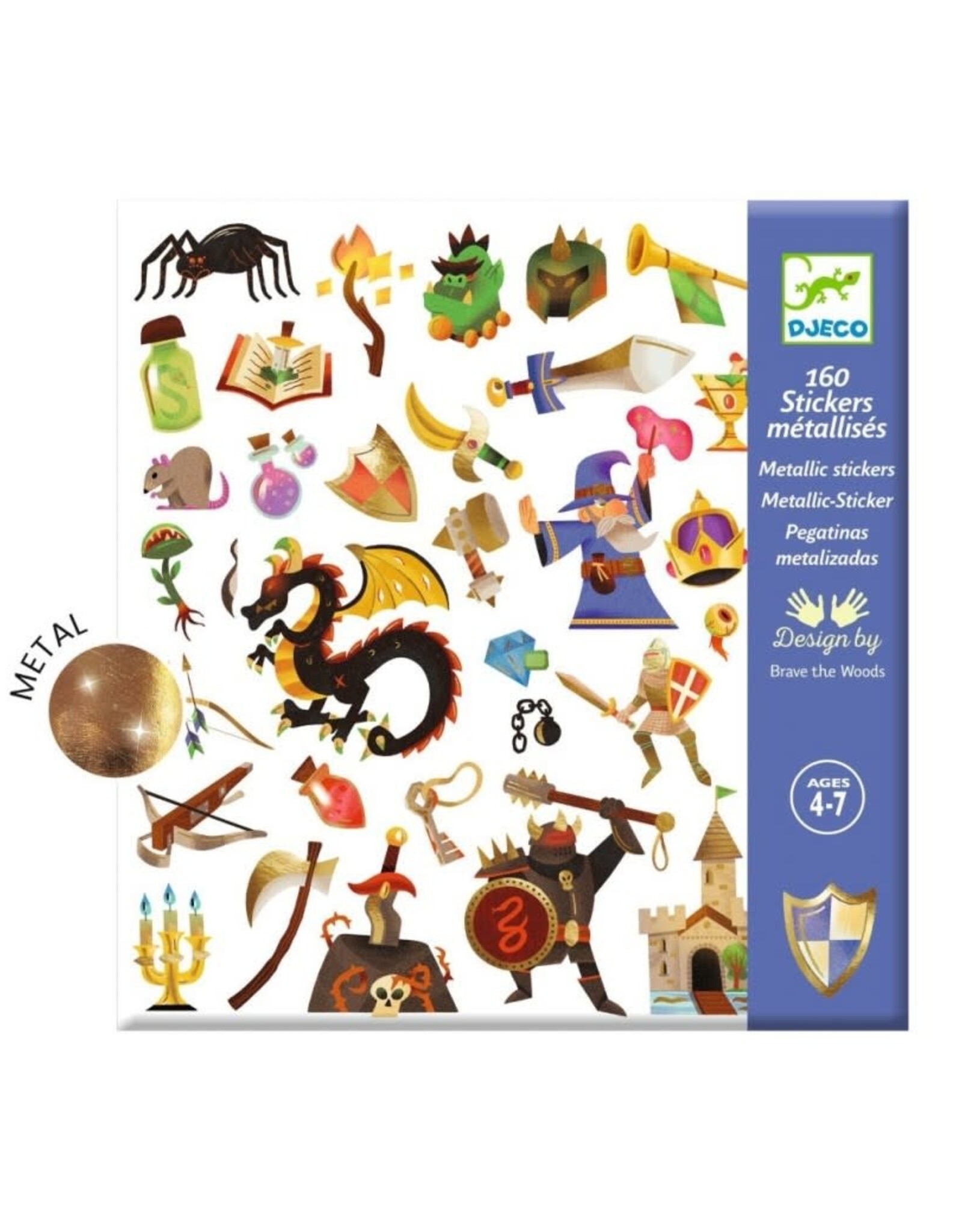 Djeco 160 Metallic Stickers Middeleeuwse Fantasy - Djeco