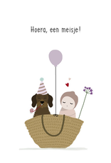 Hoera, een meisje - Wenskaart Frits