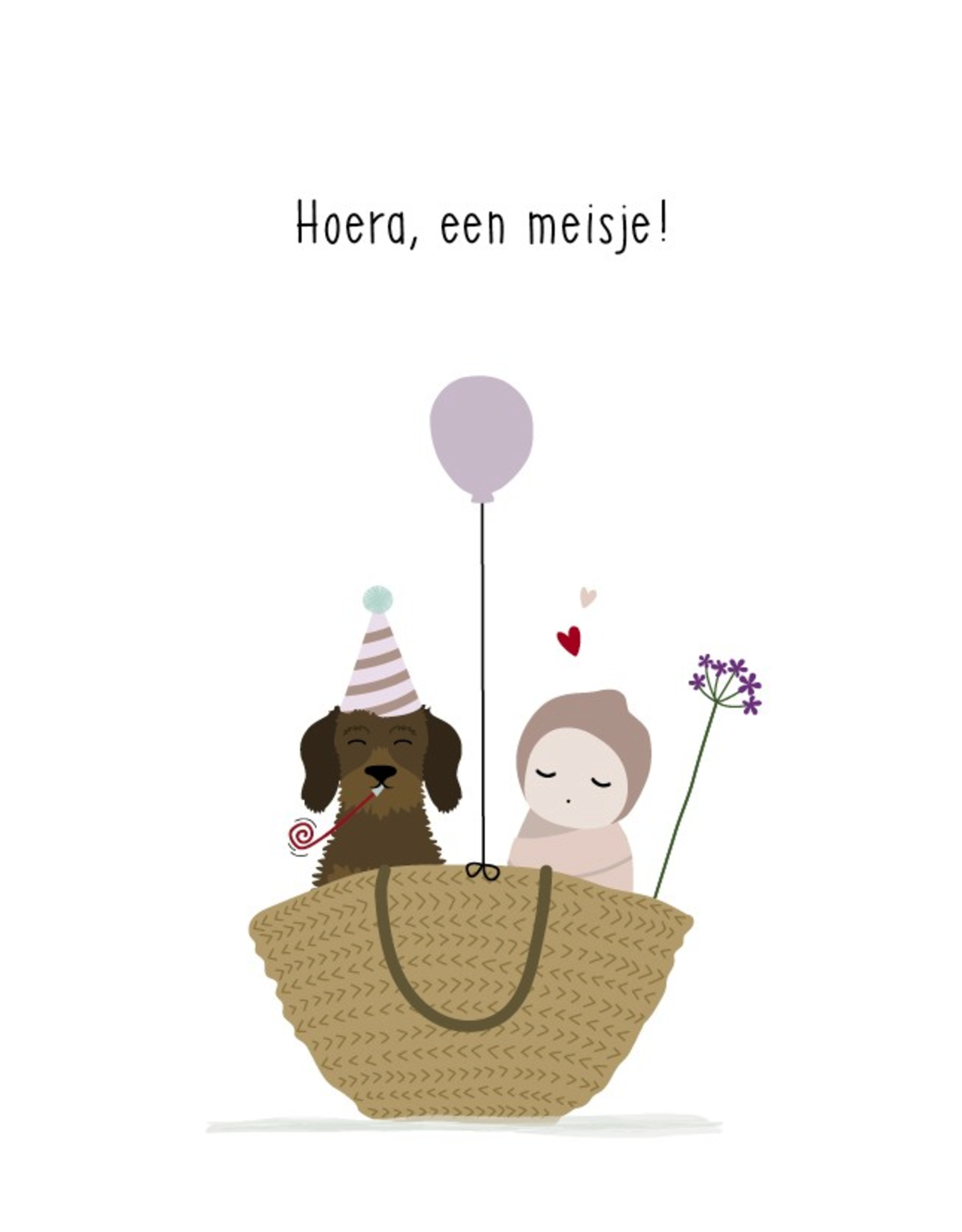 Hoera, een meisje - Wenskaart Frits