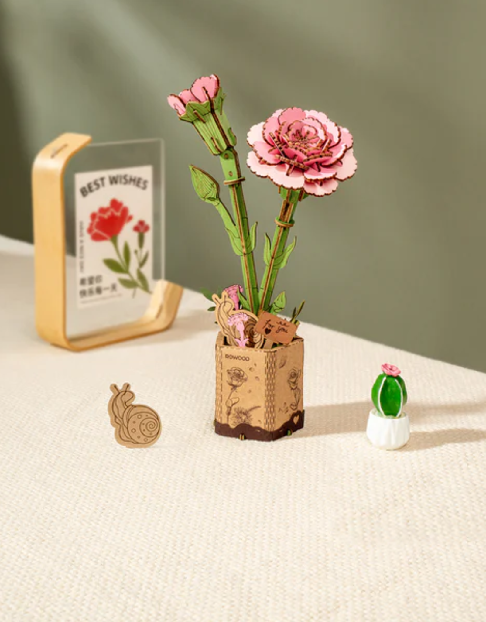 Robotime Pink Carnation (roze anjer) - Robotime