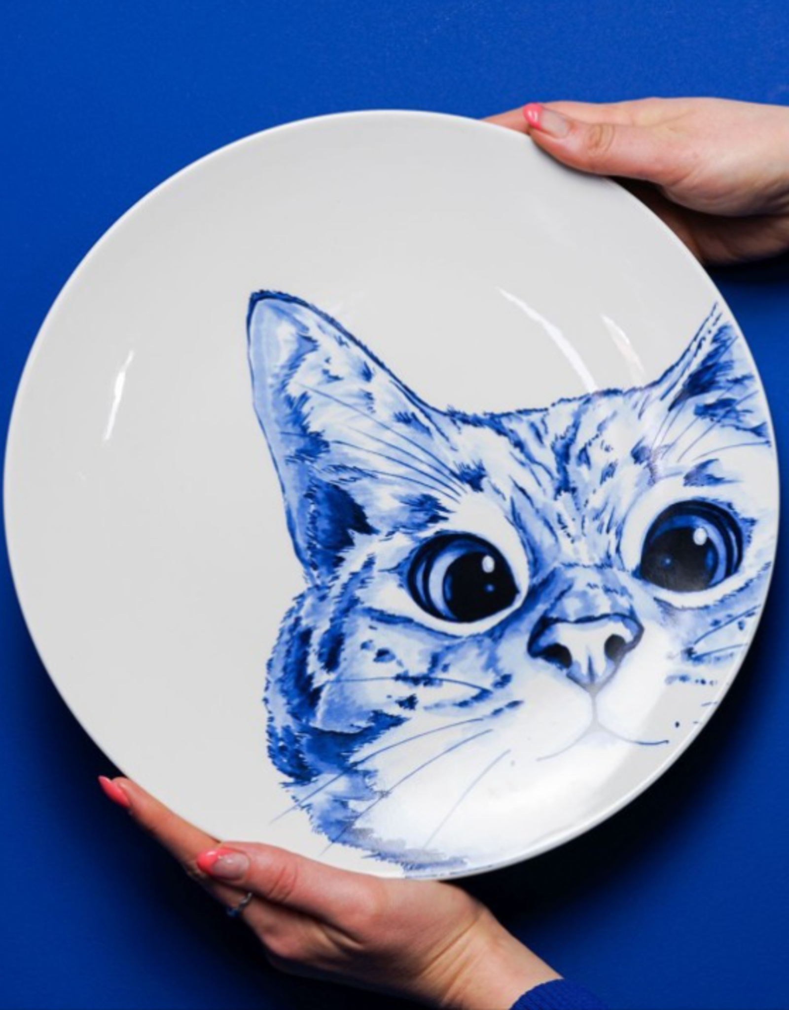 Heinen Delfts Blauw Wandbord Poes 31cm - Heinen Delfts Blauw