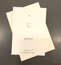 Pin "Van Harte Gefeliciteerd!" met hartje wit (incl envelop)