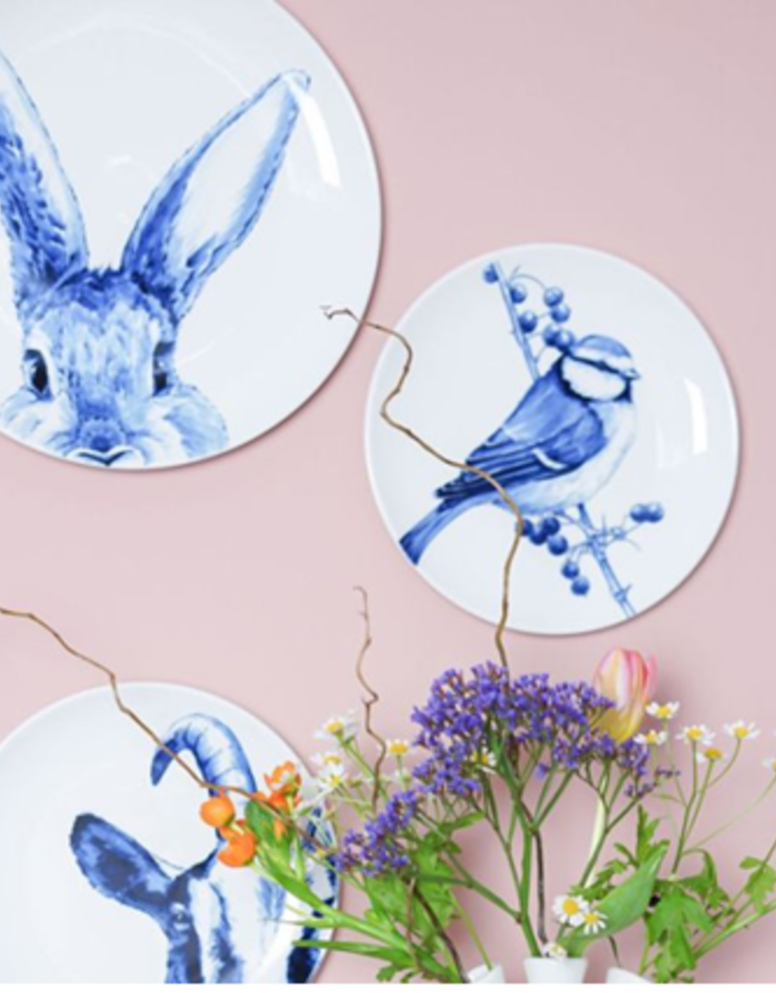 Heinen Delfts Blauw Wandbord Haas 26cm - Heinen Delfts Blauw