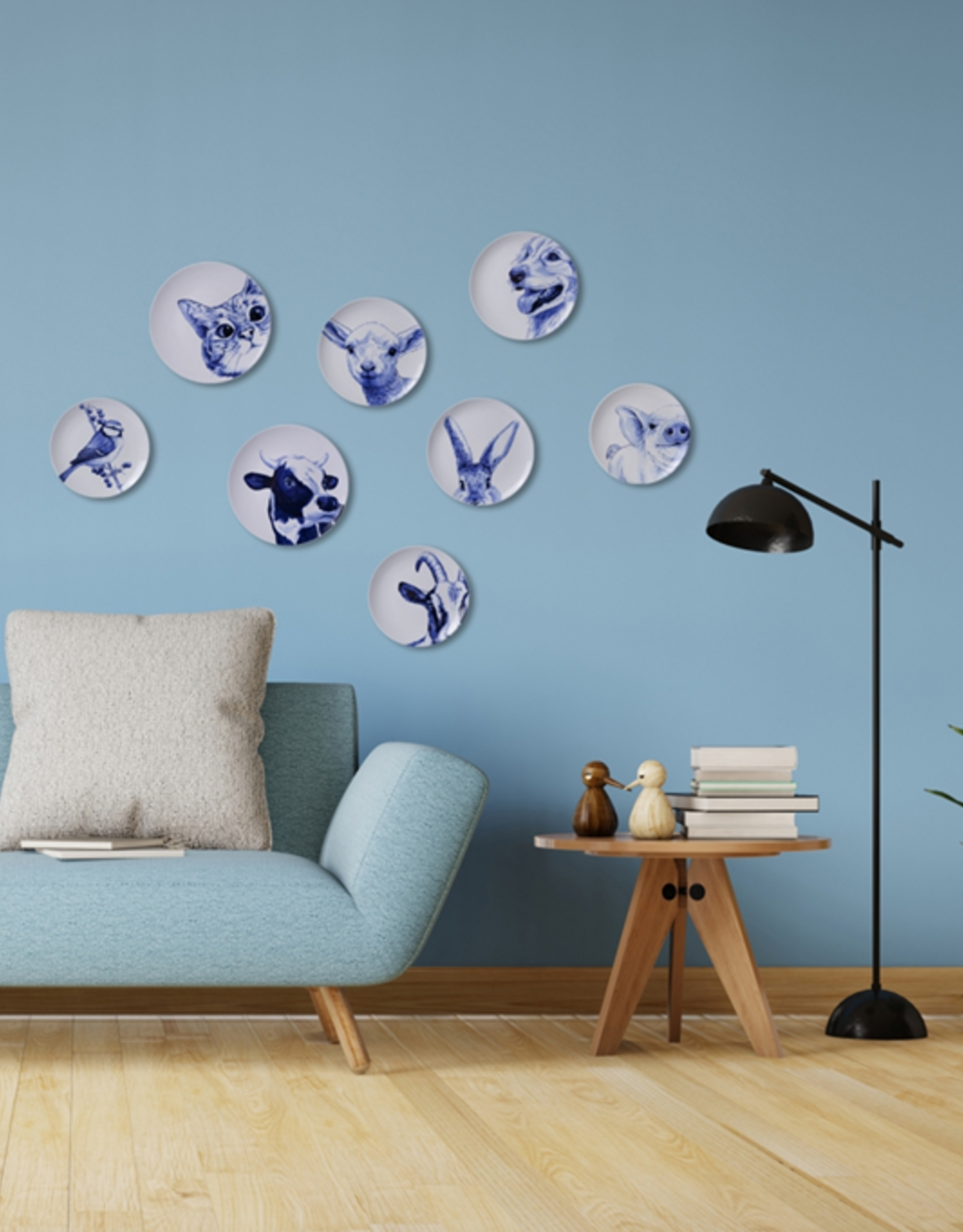 Heinen Delfts Blauw Wandbord Haas 26cm - Heinen Delfts Blauw