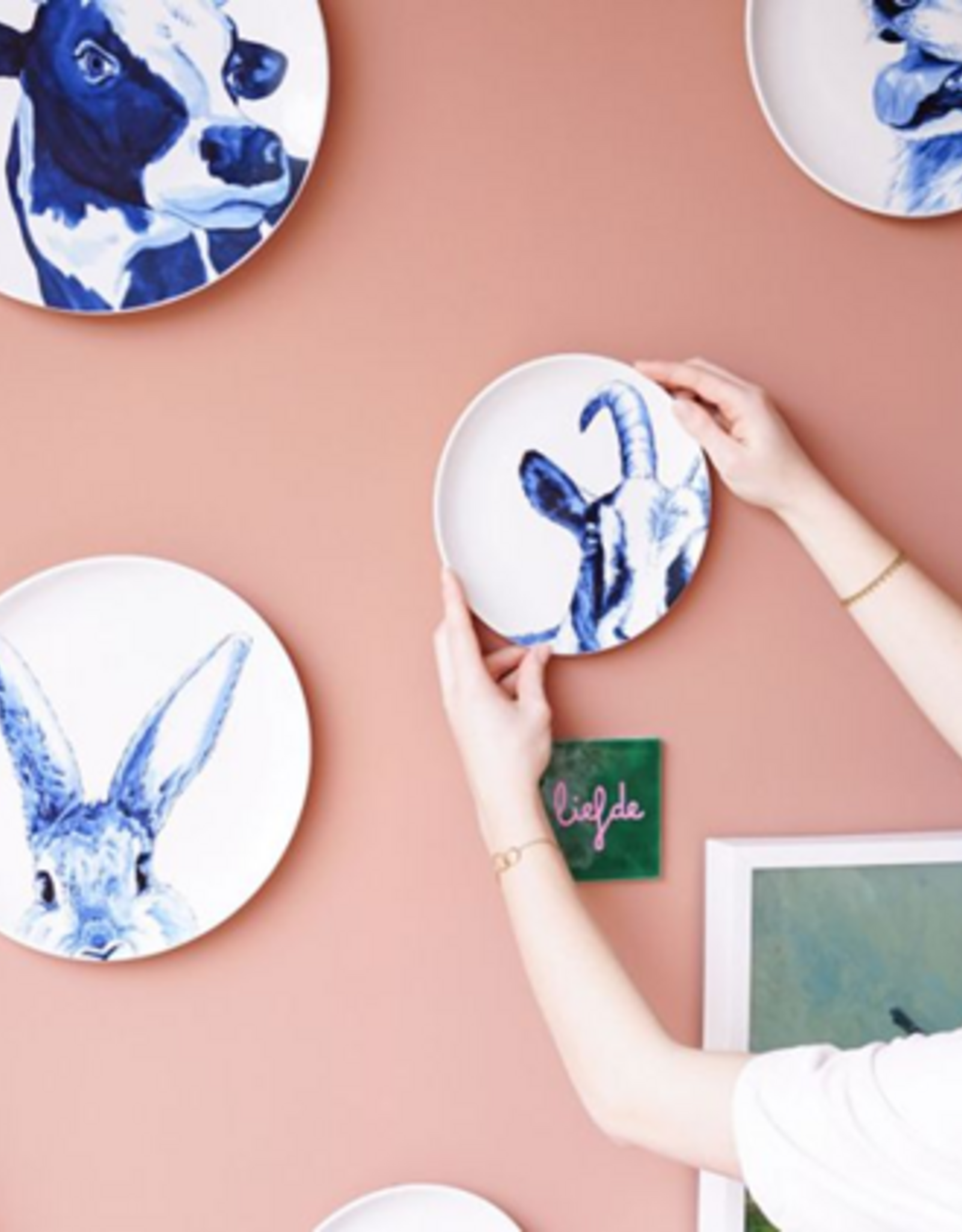 Heinen Delfts Blauw Wandbord Geit 20cm - Heinen Delfts Blauw