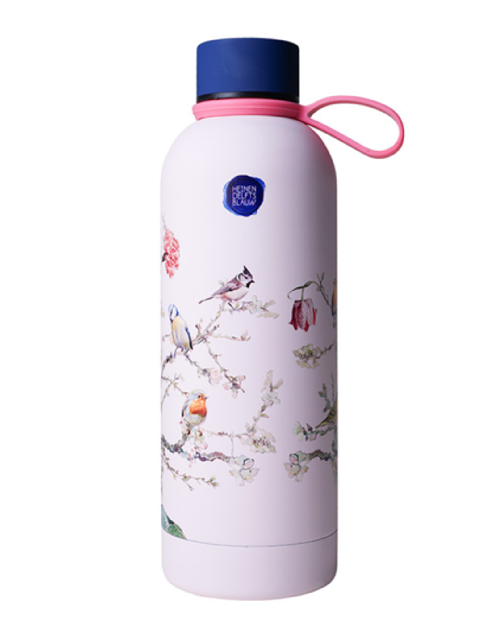 Heinen Delfts Blauw Thermosfles Bosvogels roze RVS 500ml - Heinen Delfts Blauw