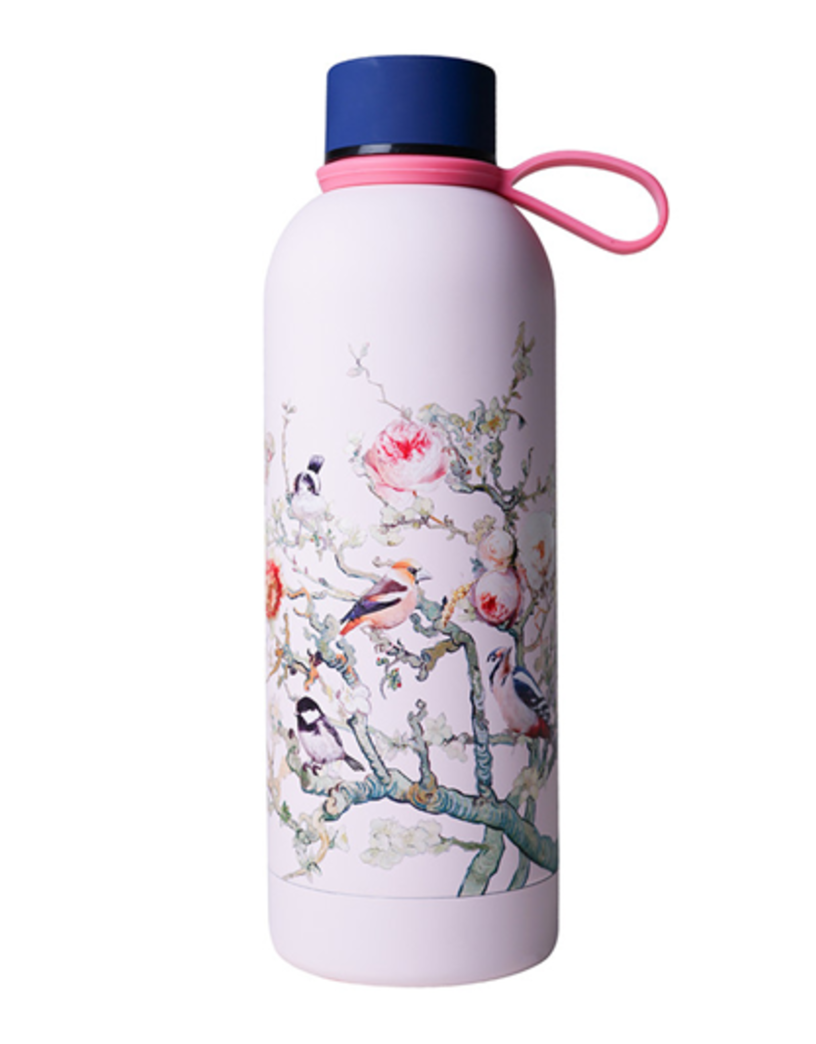 Heinen Delfts Blauw Thermosfles Bosvogels roze RVS 500ml - Heinen Delfts Blauw