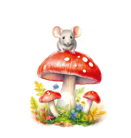 (Muis met Paddestoelen) - Wenskaart Mooz