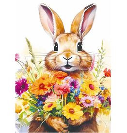 Haas met Bloemen - Wenskaart Mooz