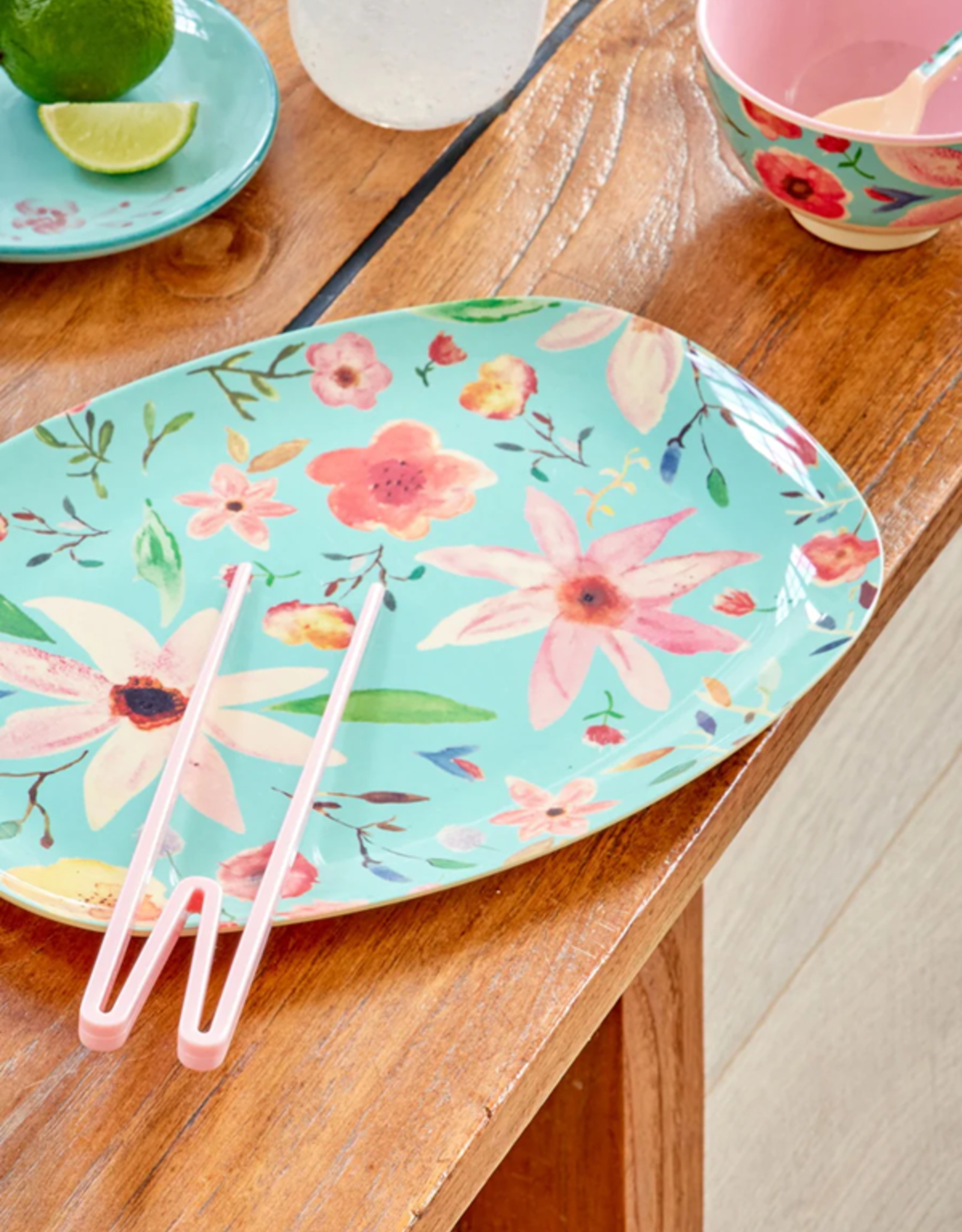 Rice Bord ovaal Melamine met Selma Flower print mint - Rice