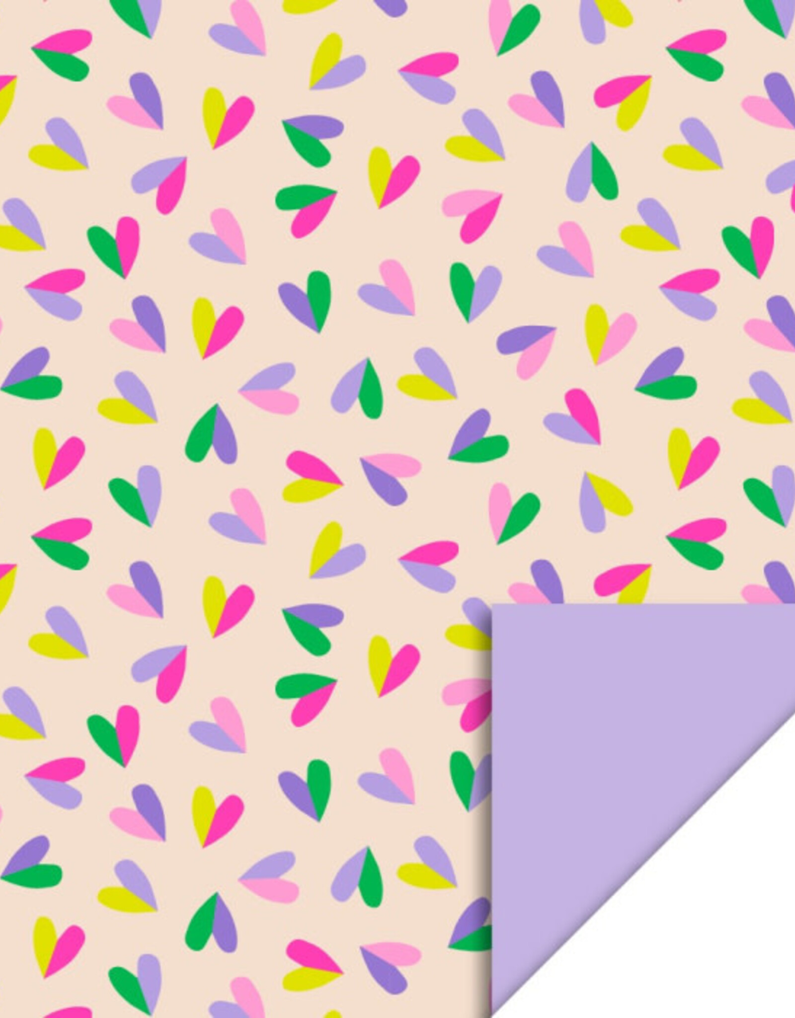 House of Products Inpakpapier Hartjes Duo goud Dubbelzijdig 70cmx3m