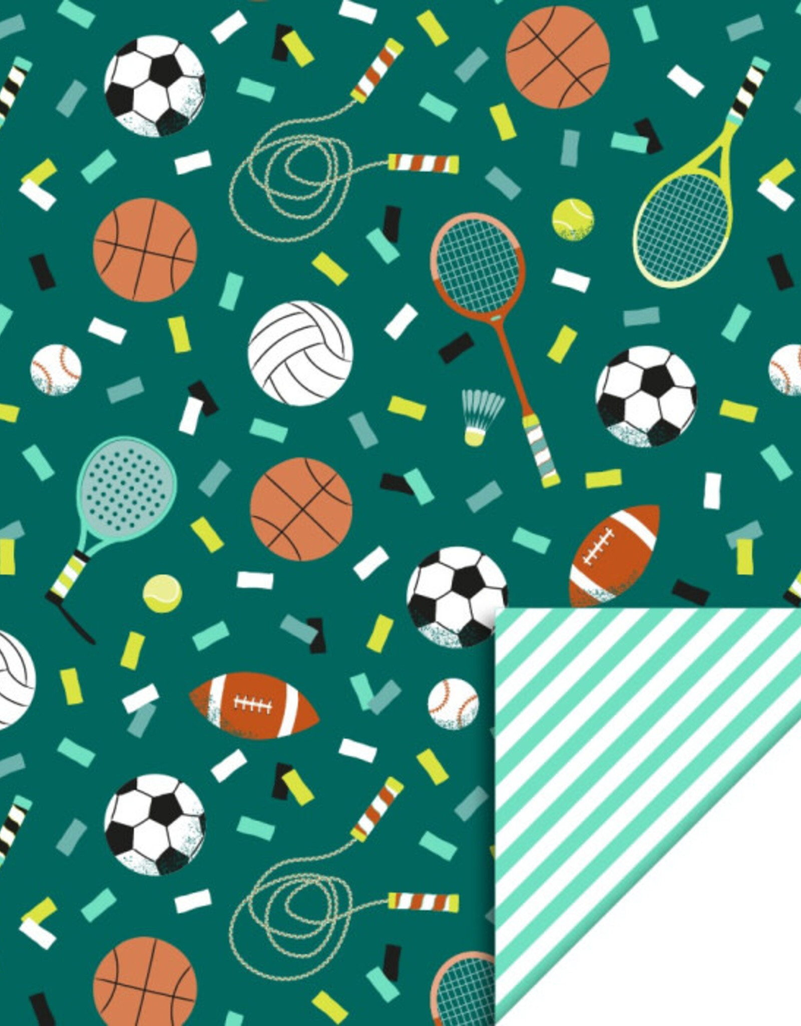 House of Products Inpakpapier Sports Stripe Mint Dubbelzijdig 70cmx3m