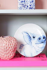 Heinen Delfts Blauw Wandbord Varken 20cm - Heinen Delfts Blauw