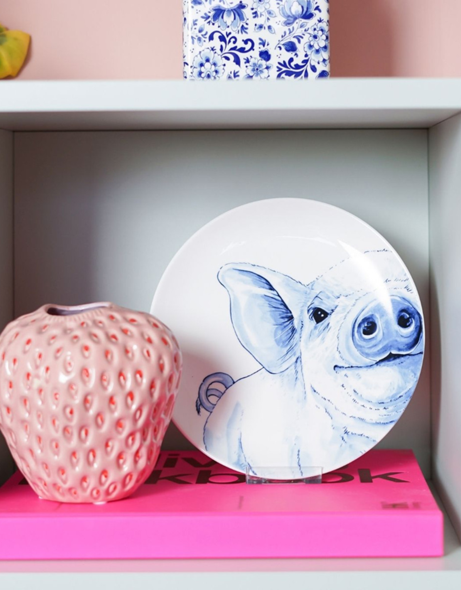 Heinen Delfts Blauw Wandbord Varken 20cm - Heinen Delfts Blauw