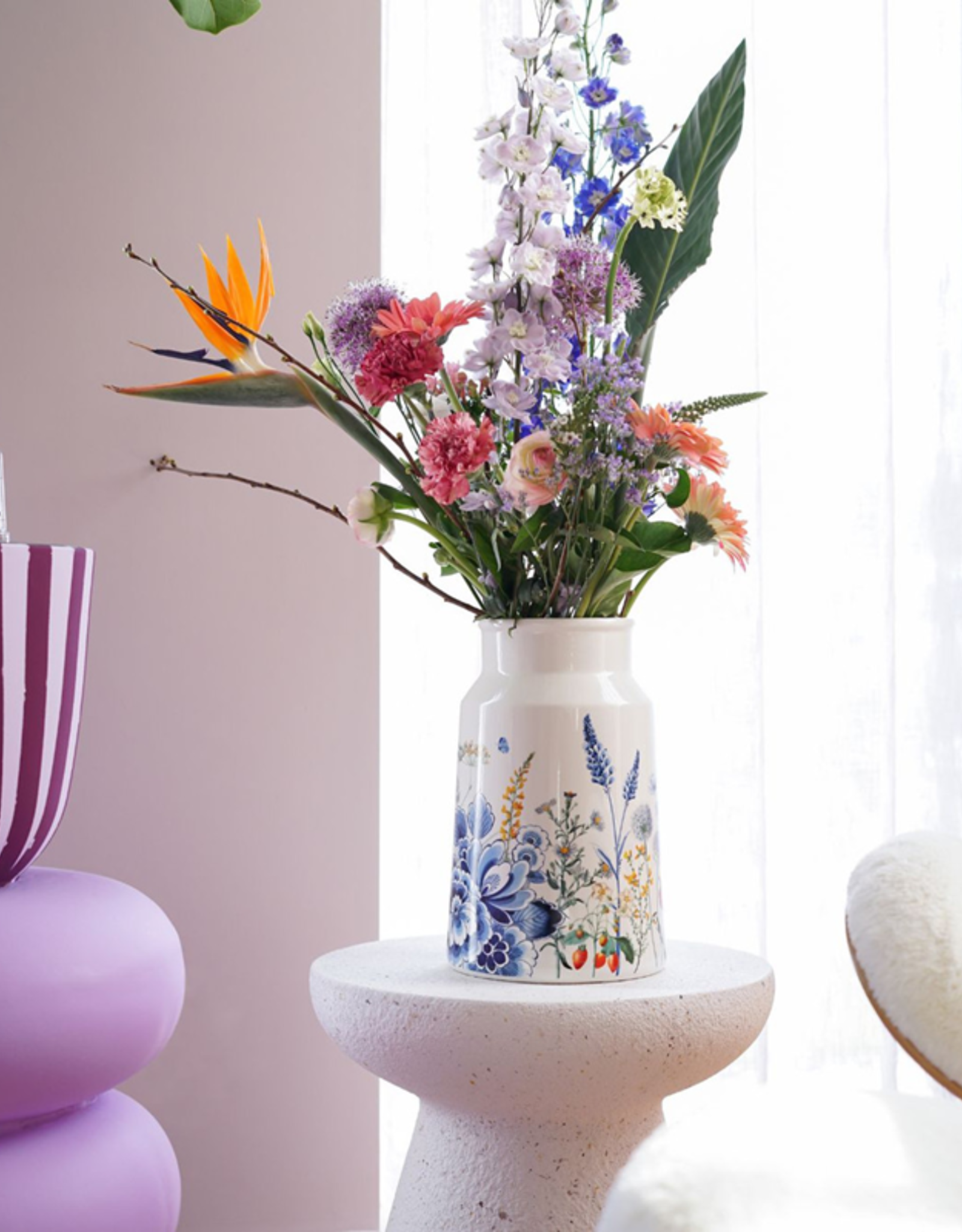 Heinen Delfts Blauw Melkbusvaas Wildbloemen Bloemenveld - Heinen Delfts Blauw