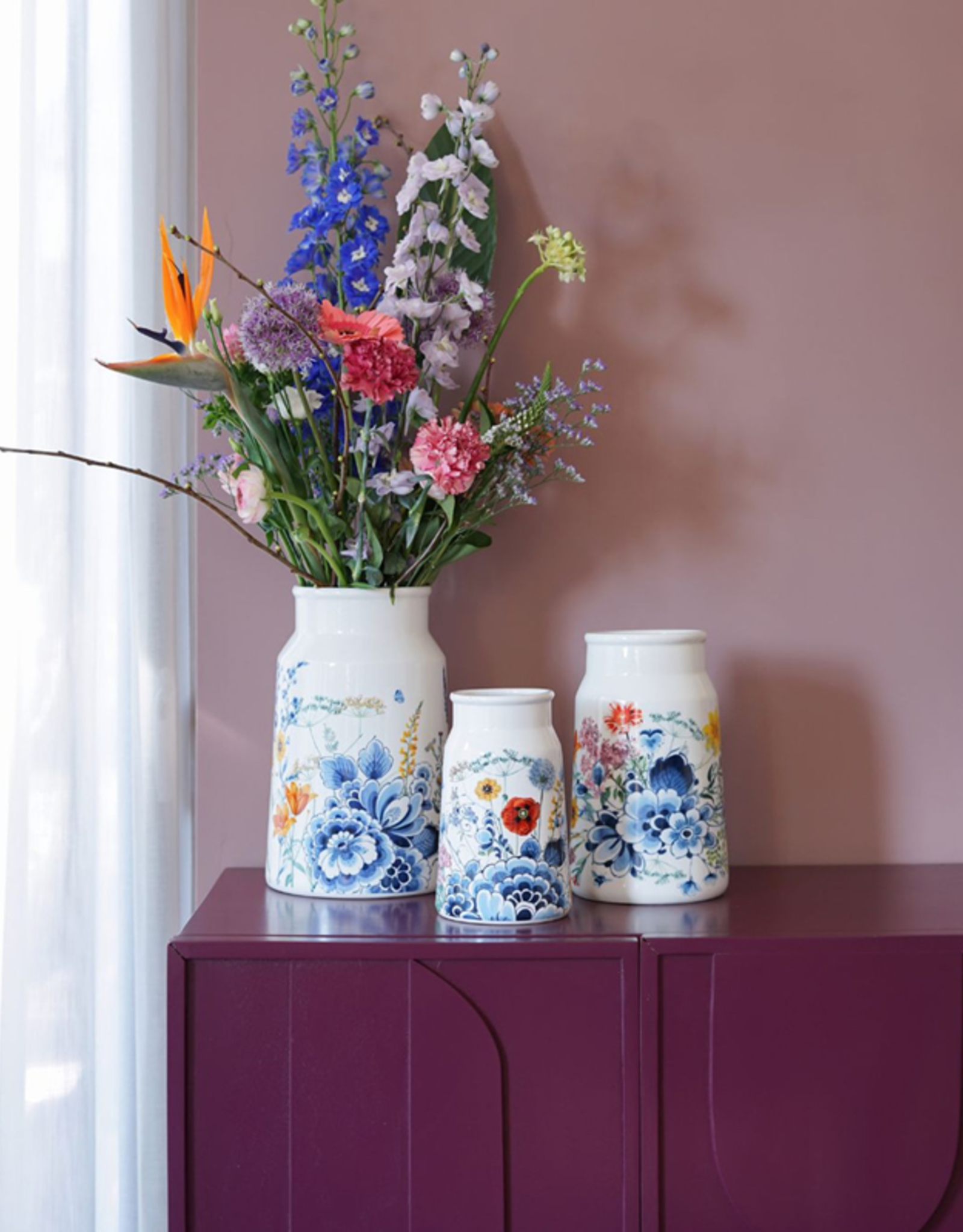 Heinen Delfts Blauw Melkbusvaas Wildbloemen Bloemen Oase - Heinen Delfts Blauw