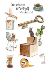 Een nieuwe Woning! Van Harte! - Wenskaart Christa Mulder