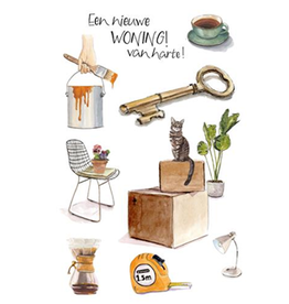 Een nieuwe Woning! Van Harte! - Wenskaart Christa Mulder