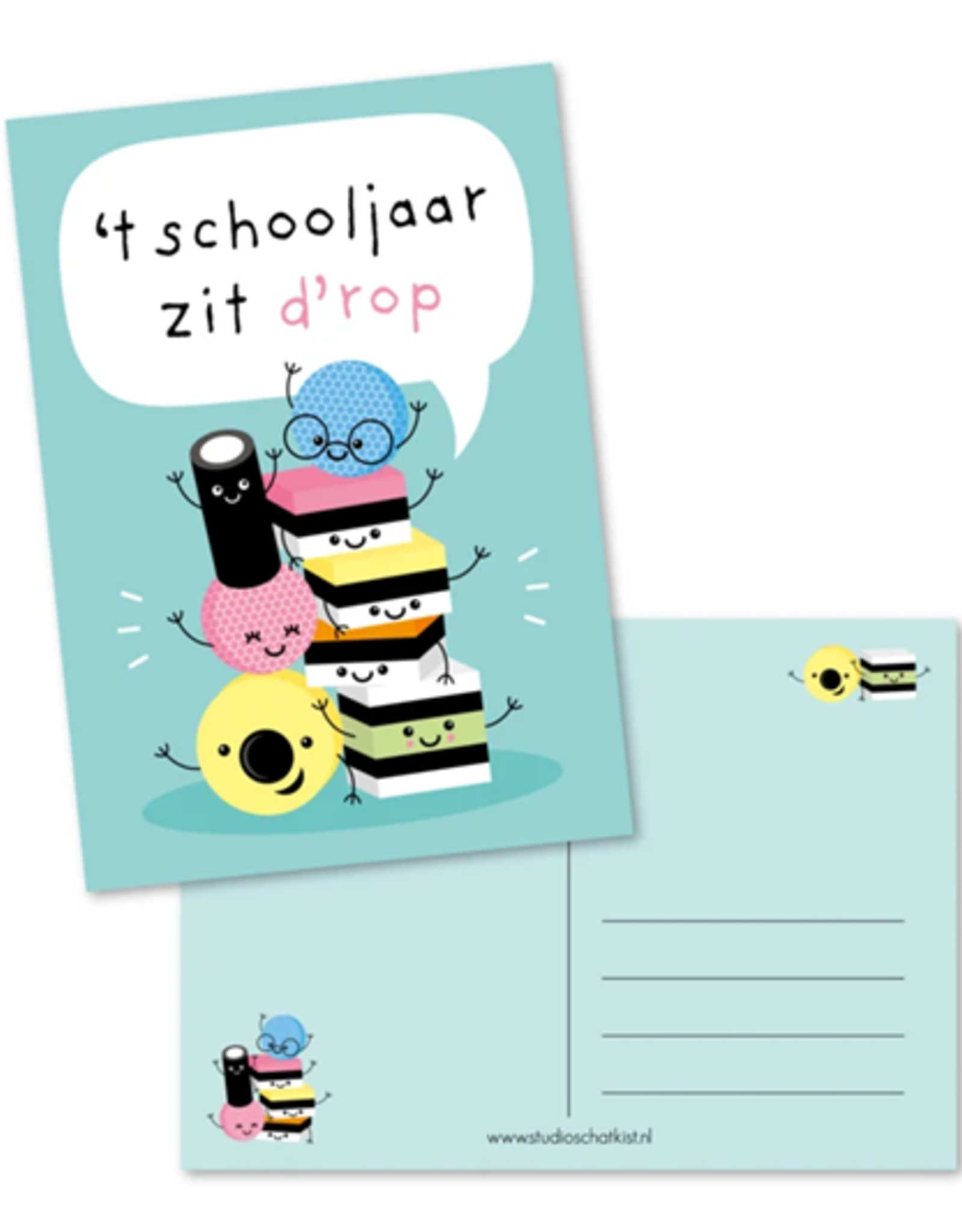 Studio Schatkist Kaart A6 "'t Schooljaar zit d'rop" - Studio Schatkist