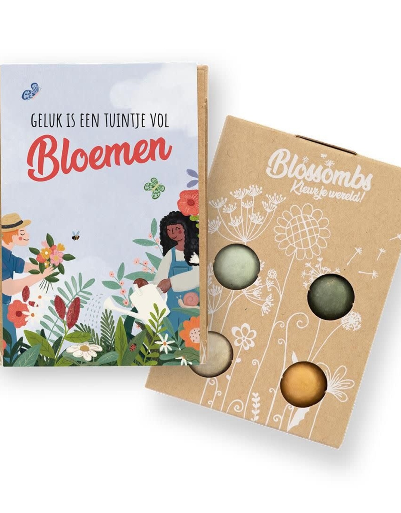 Bloembommetjes Giftbox mini "Geluk is een tuintje vol Bloemen" - Blossombs