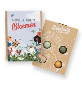 Bloembommetjes Giftbox mini "Geluk is een tuintje vol Bloemen" - Blossombs