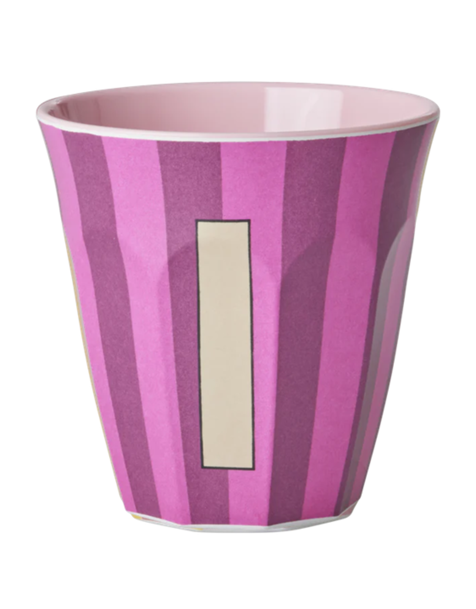 Rice Beker Melamine Strepen Pinkish Letter I - Rice