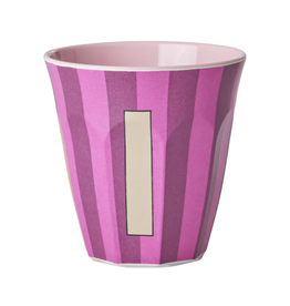 Rice Beker Melamine Strepen Pinkish Letter I - Rice