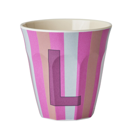 Rice Beker Melamine Strepen Pinkish Letter L - Rice