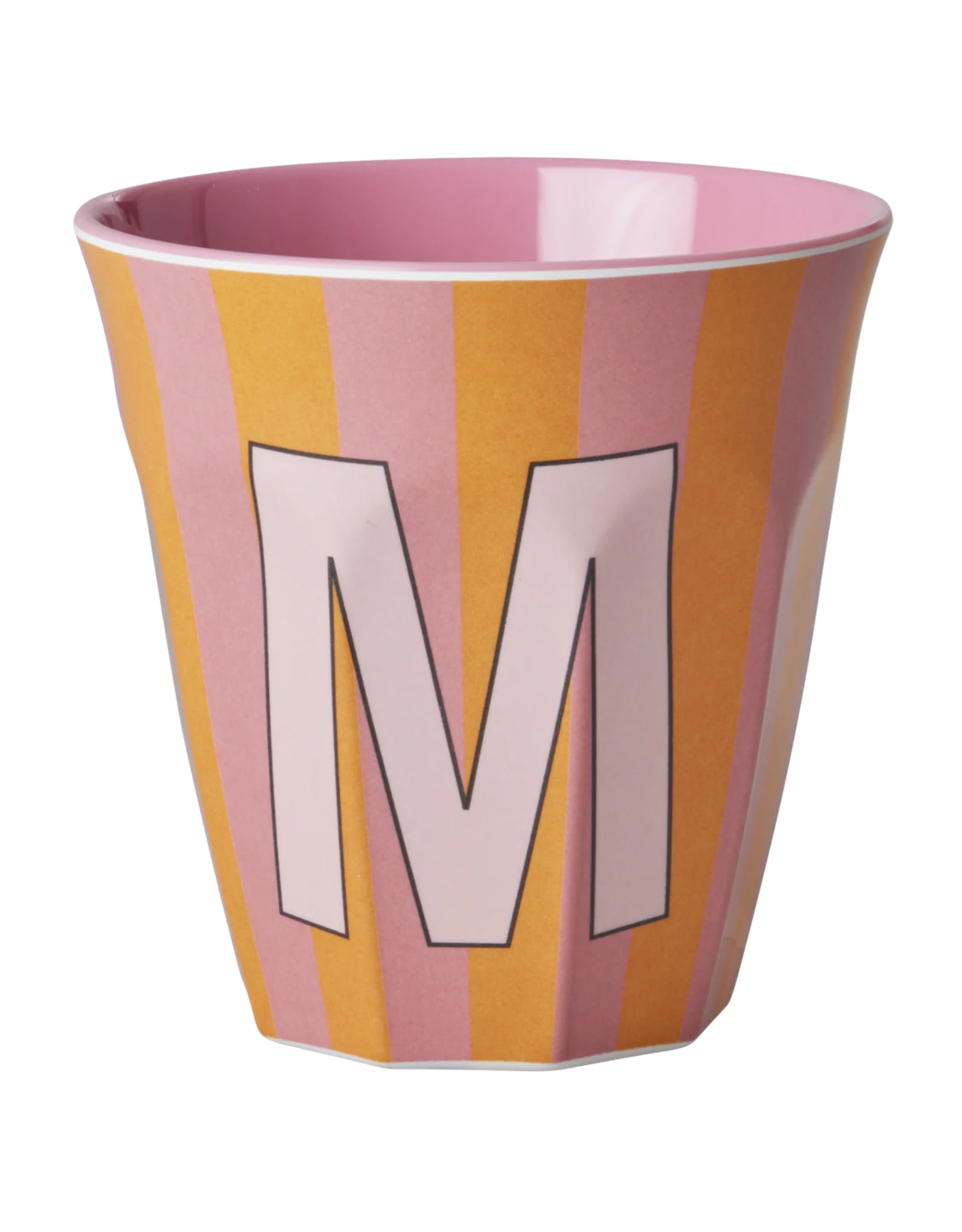 Rice Beker Melamine Strepen Pinkish Letter M - Rice