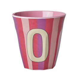 Rice Beker Melamine Strepen Pinkish Letter O - Rice