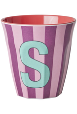 Rice Beker Melamine Strepen Pinkish Letter S - Rice Rice Beker Melamine Strepen Pinkish Letter S - Rice