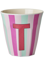 Rice Beker Melamine Strepen Pinkish Letter T - Rice Rice Beker Melamine Strepen Pinkish Letter T - Rice