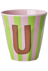 Rice Beker Melamine Strepen Pinkish Letter U - Rice Rice Beker Melamine Strepen Pinkish Letter U - Rice