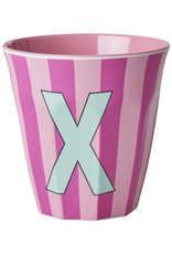 Rice Beker Melamine Strepen Pinkish Letter X - Rice Rice Beker Melamine Strepen Pinkish Letter X - Rice
