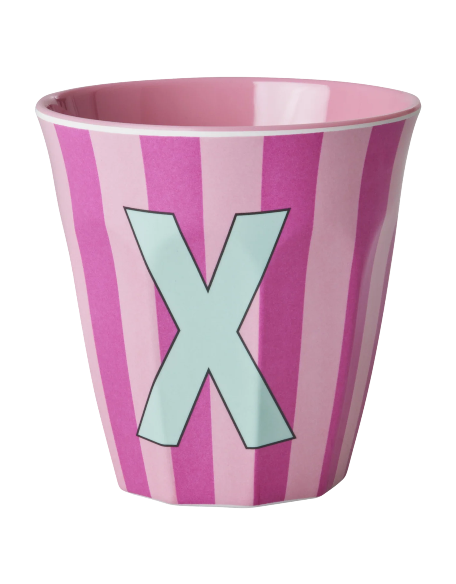 Rice Beker Melamine Strepen Pinkish Letter X - Rice