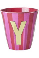 Rice Beker Melamine Strepen Pinkish Letter Y - Rice