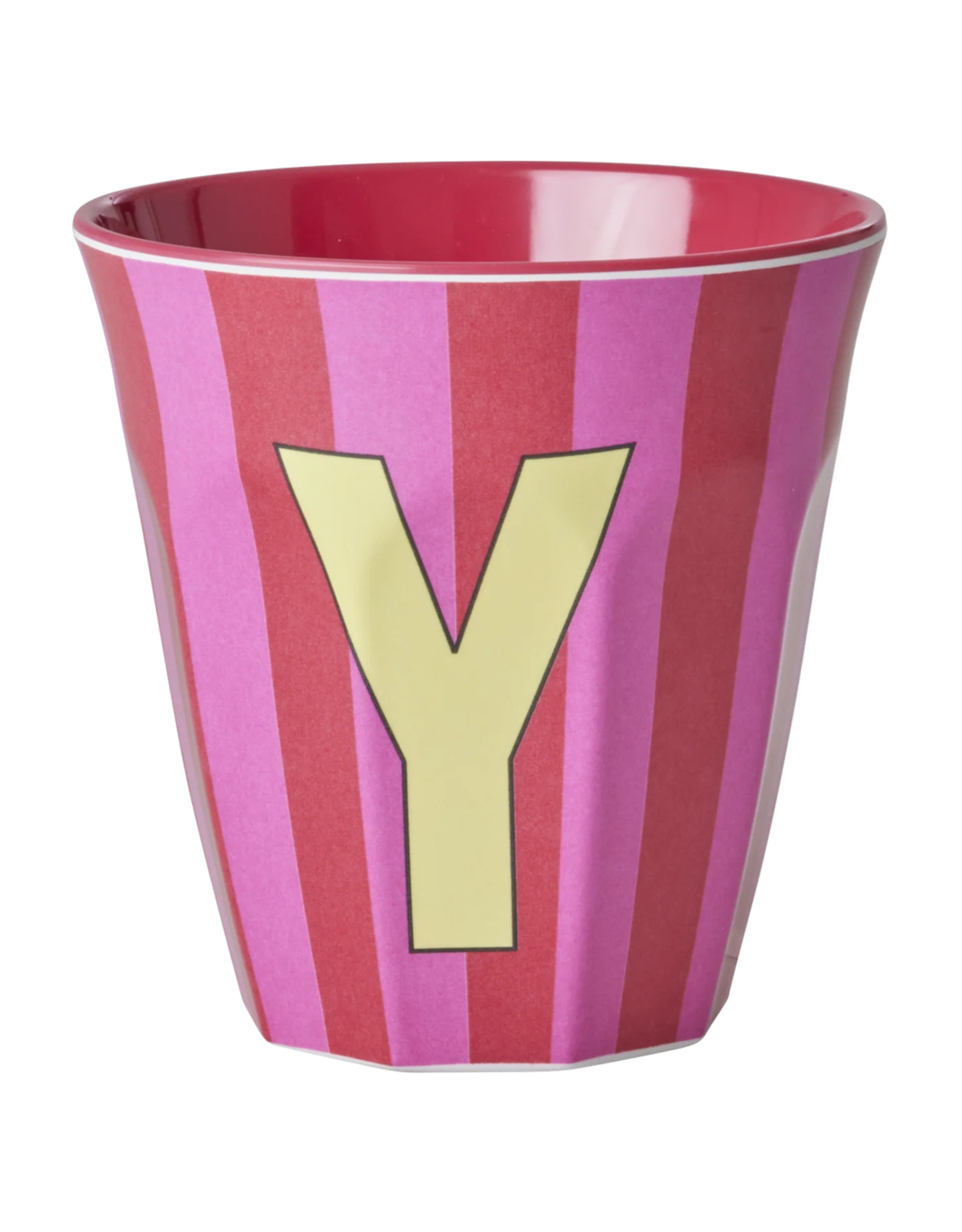 Rice Beker Melamine Strepen Pinkish Letter Y - Rice