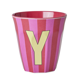 Rice Beker Melamine Strepen Pinkish Letter Y - Rice