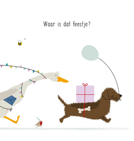 Waar is dat Feestje? - Wenskaart Frits