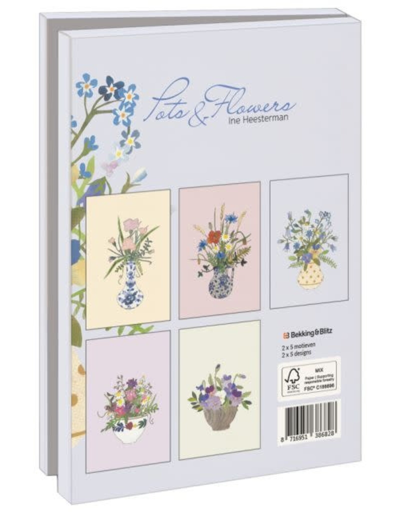 Kaartenmapje met env, groot: Pots & Flowers, Ine Heesterman
