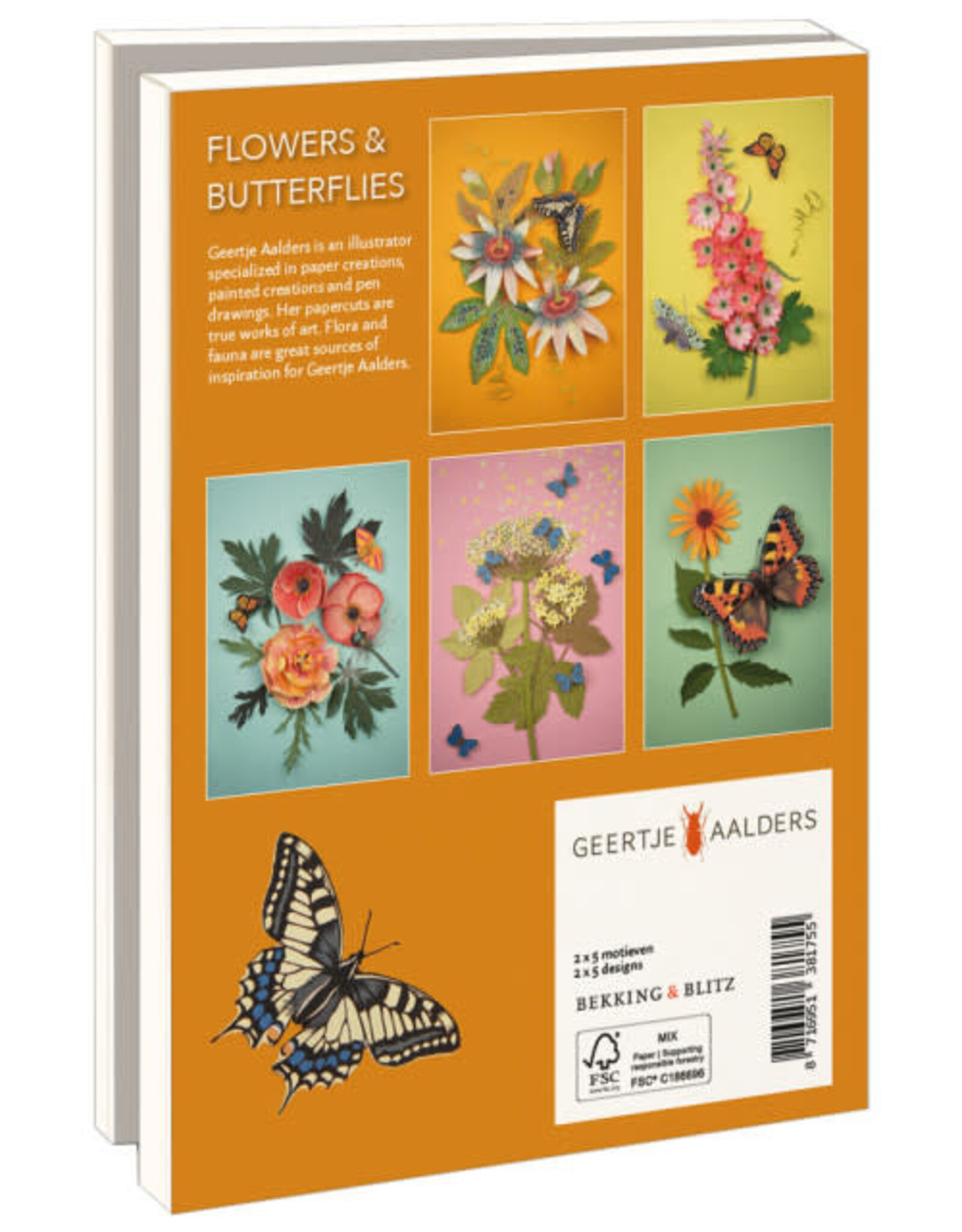 Kaartenmapje met env, groot: Flowers & Butterflies, Geertje Aalders