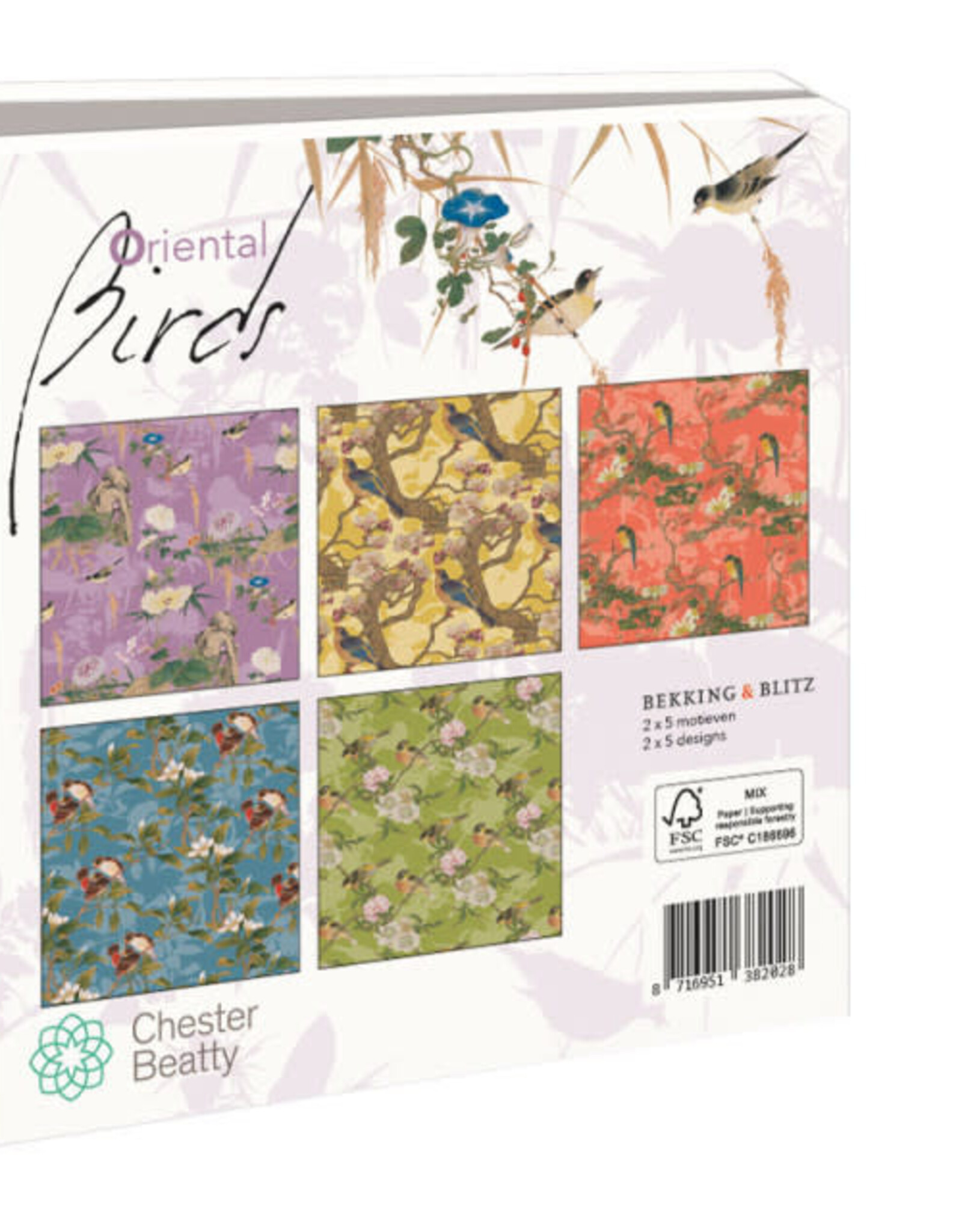 Kaartenmapje met env, vierkant: Oriental Birds, Chester Beatty