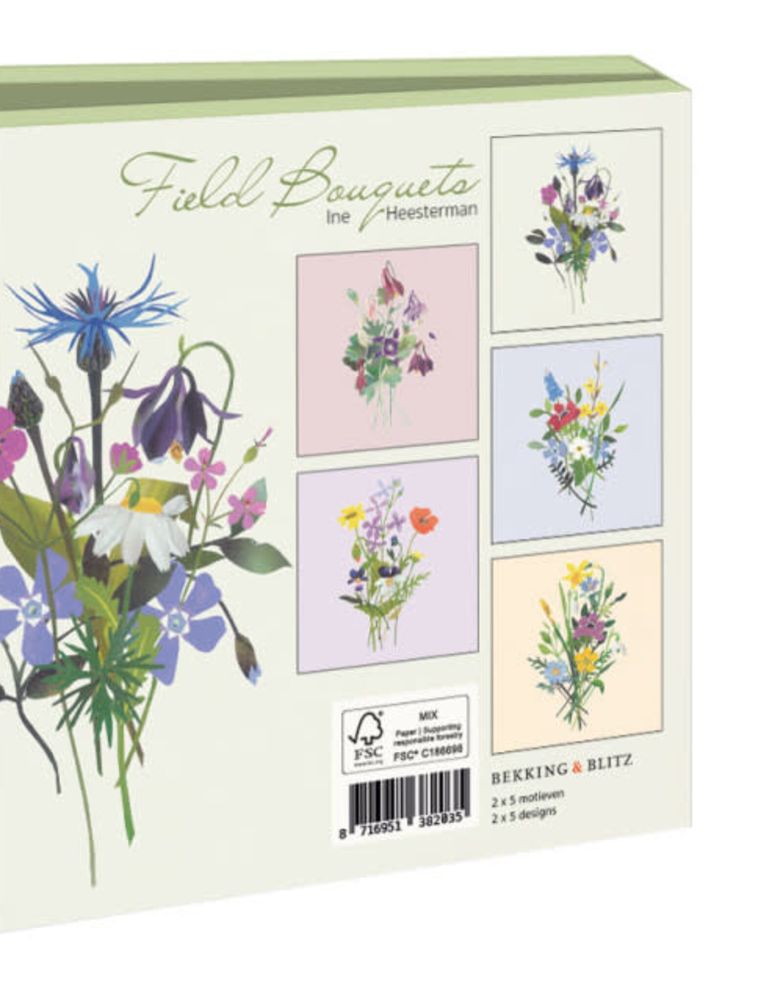 Kaartenmapje met env, vierkant: Field Bouquets, Ine Heesterman