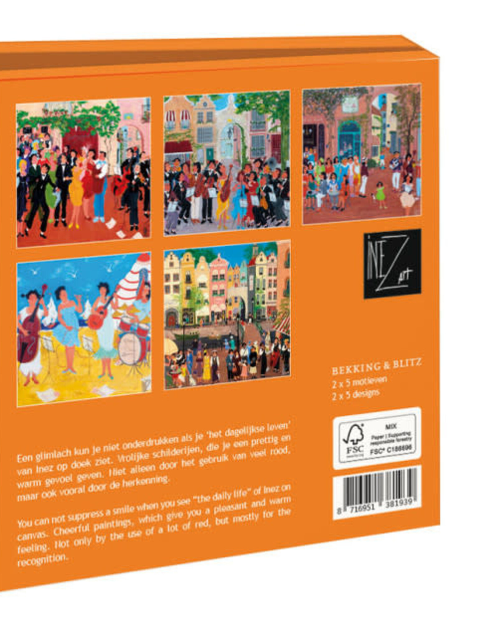 Kaartenmapje met env, vierkant: Village Party, Inez Art