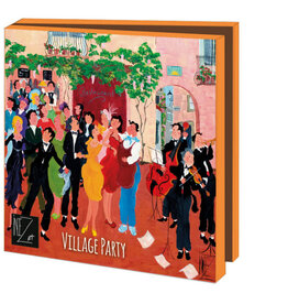 Kaartenmapje met env, vierkant: Village Party, Inez Art